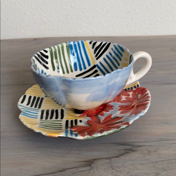 Anthropologie Other - Anthropologie multi color teacup ☕️ and saucer